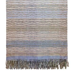 Neeru Kumar Pat McGann Wool & Silk Sm. Ocean Strip Bedcover NWOT - Queen